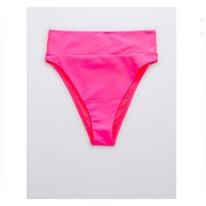 NWT Aerie Ribbed Shine High Cut Cheeky Bikini Bottoms